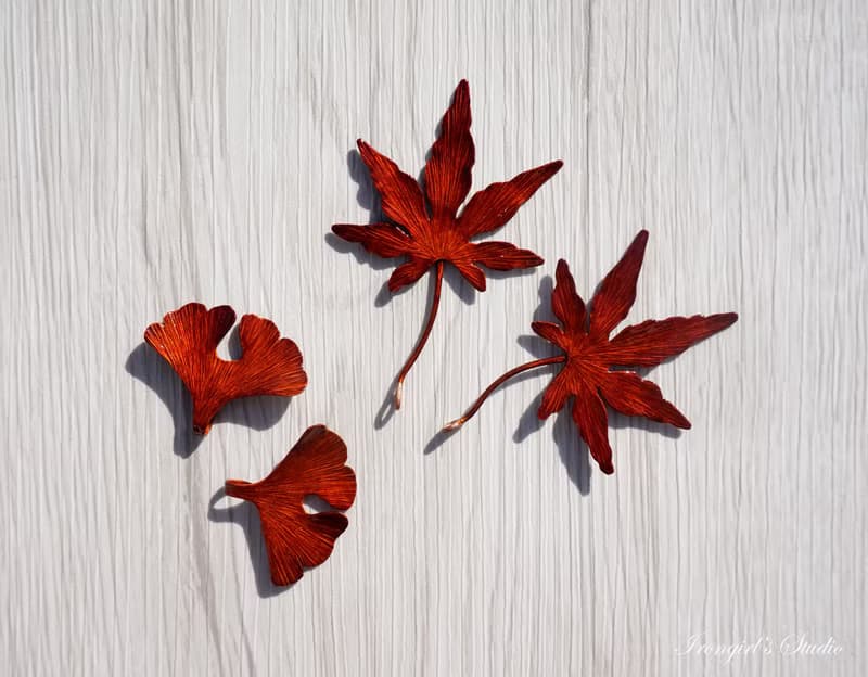 【訂製】五角楓葉造型耳環|耳夾|純手工|紅銅|禮物
