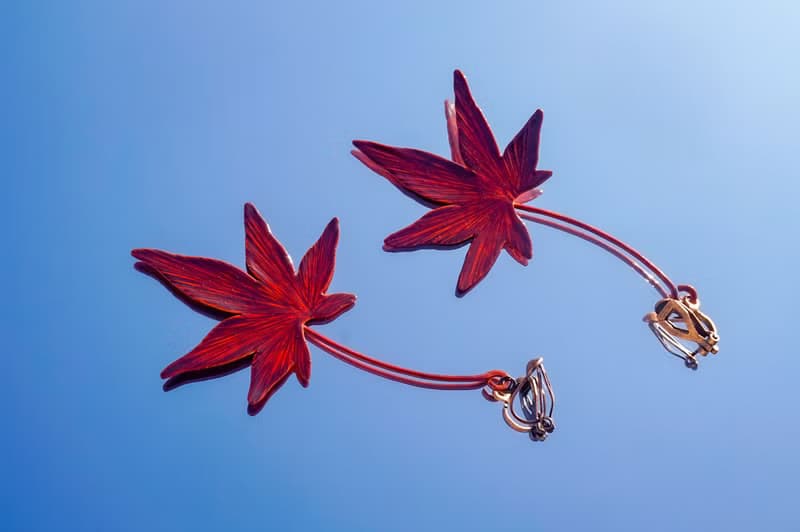【訂製】五角楓葉造型耳環|耳夾|純手工|紅銅|禮物