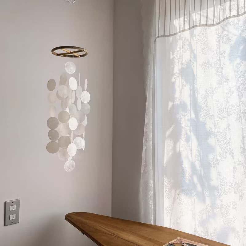 DIY-KIT | Finnish Restr._White(S) Circle | Capiz Shell Wind Chime Mobile| #0-323