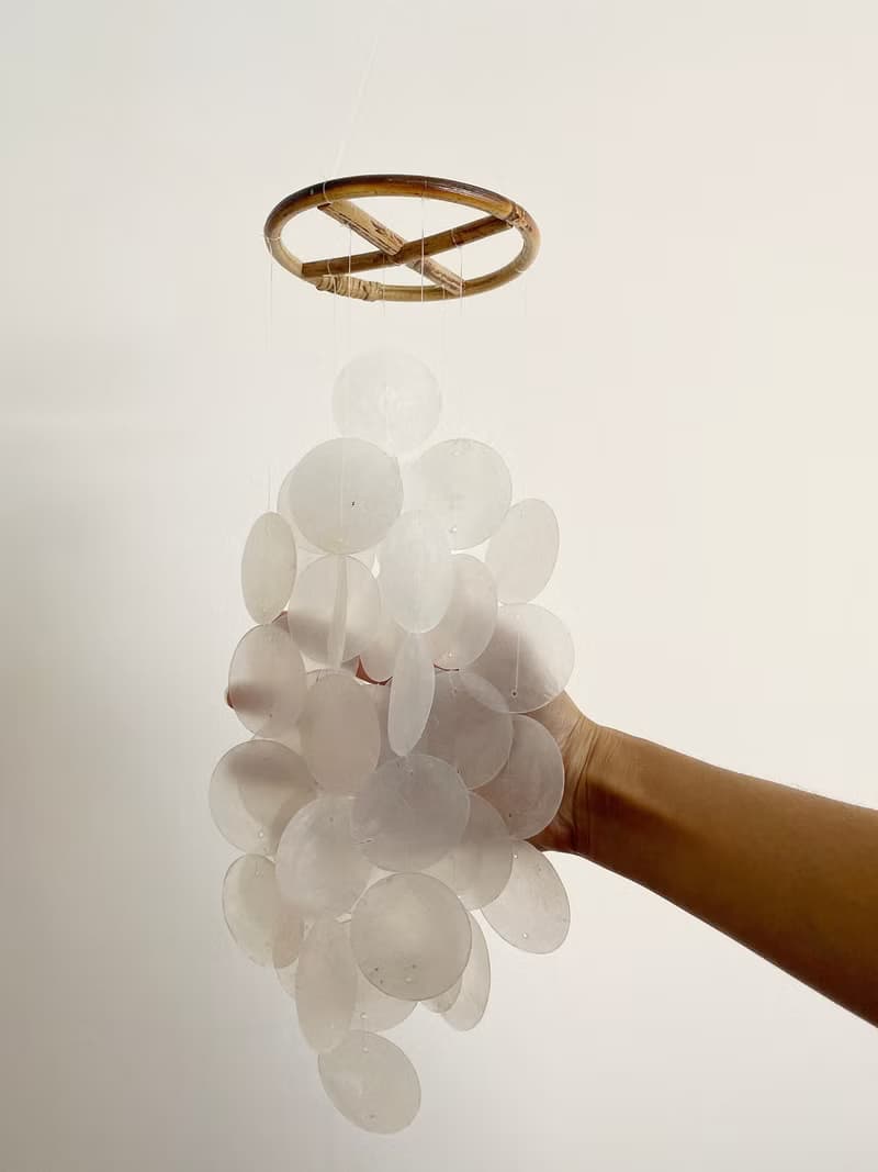 DIY-KIT | Finnish Restr._White(S) Circle | Capiz Shell Wind Chime Mobile| #0-323