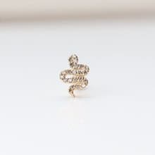 14K 鑽石小蛇鎖珠耳環 (單個)耳骨 耳窩 不退色