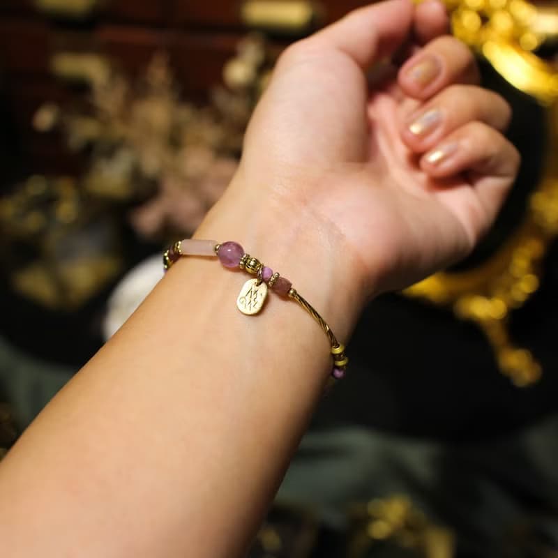 匿名邀請函 // C1372粉晶薰衣草紫晶手鍊