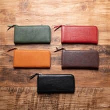 栃木皮革 L 型拉鍊長皮夾 鞣製皮革 栃木皮革