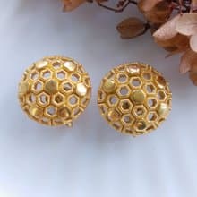 Vintage Jewelry 西洋古董飾品 TRIFARI  藝術幾何 蜂巢 夾式耳環