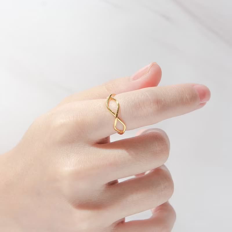 藏寶箱金飾 9999黃金純金戒指 交叉戒指 韓版時尚