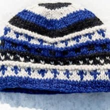 手工編織純羊毛帽/針織編織帽/內刷毛手織毛帽/毛線帽-天空費爾島