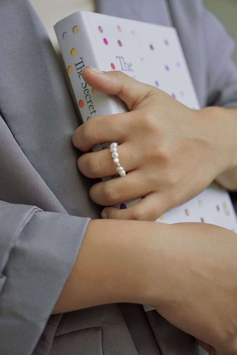 SV925/14KGF LETO 小巴洛克珍珠戒指 天然淡水珍珠 彈力戒