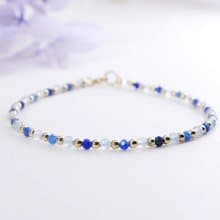 藍晶石 海藍寶 美國14KGF 極細天然石手鍊 I增進溝