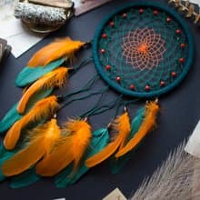 Handmade Green and Orange Dreamcatcher | Boho Wall Decor | Unique Home Decor