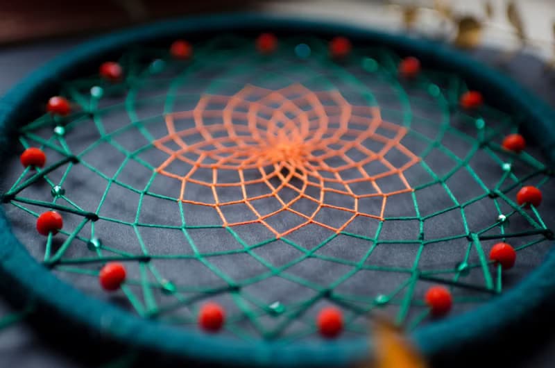 Handmade Green and Orange Dreamcatcher | Boho Wall Decor | Unique Home Decor