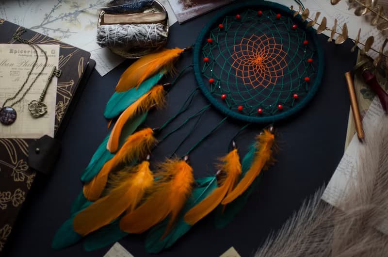 Handmade Green and Orange Dreamcatcher | Boho Wall Decor | Unique Home Decor