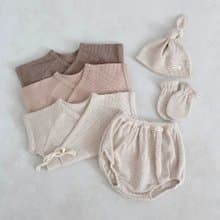 韓國素色系窩夫格紋布料新生兒套裝 •Oh Newborn Set•