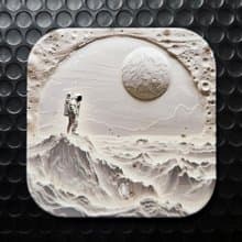 白色太空 晶雕吸水陶瓷杯墊