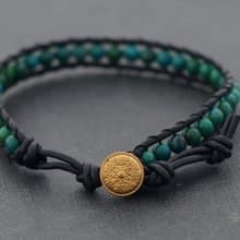 矽孔雀石黑色皮革石頭串珠手鐲手鍊時髦