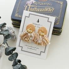イヤリング/String tassel earrings /Milk Tea