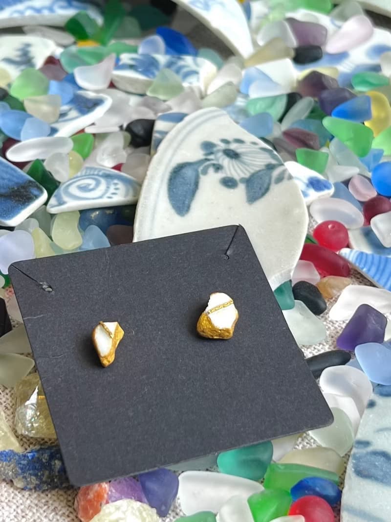 海瓷器金繼耳飾