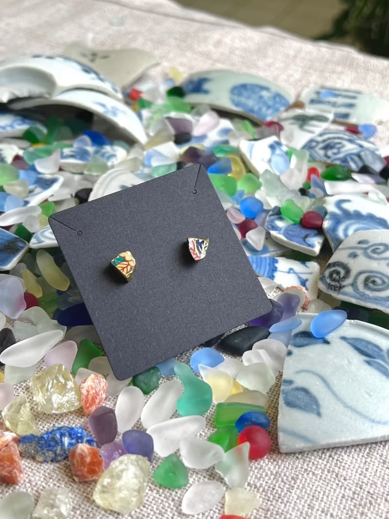 海瓷器金繼耳飾