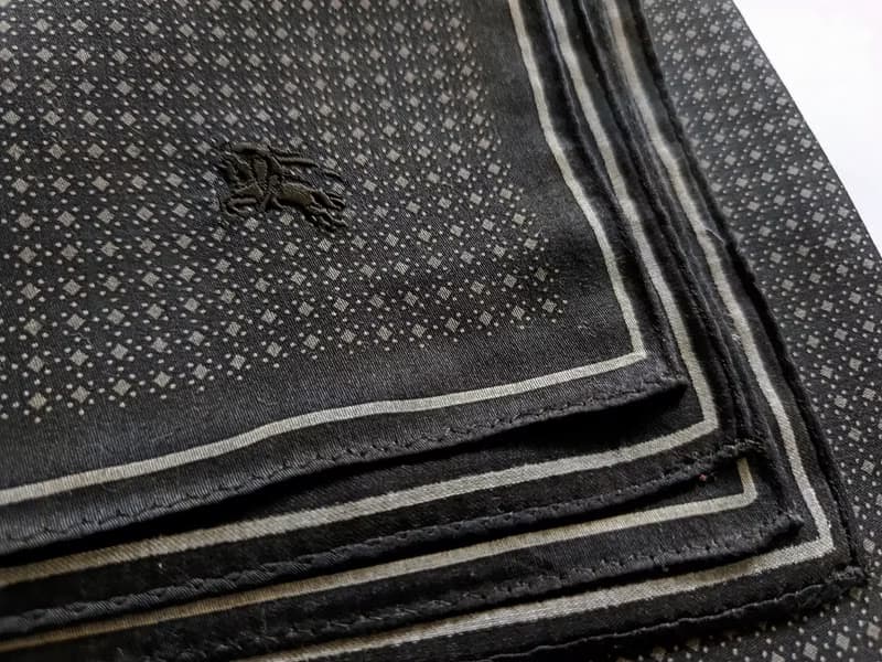 Burberry Vintage Handkerchief Diamond Pattern Black 20x 20 inches
