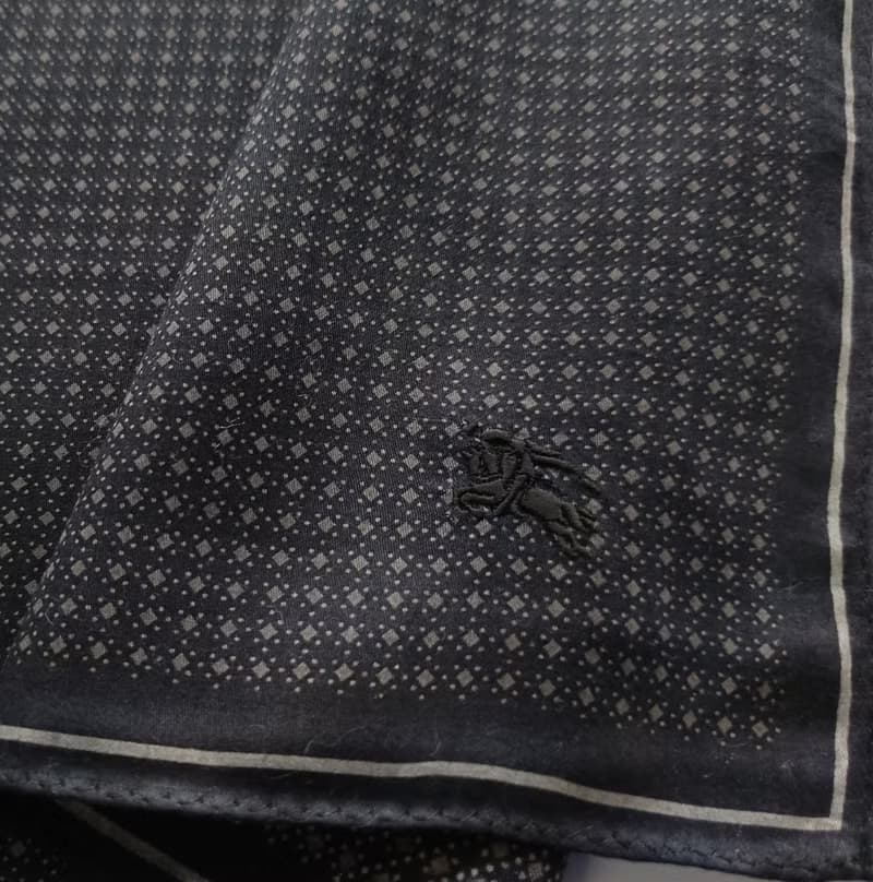 Burberry Vintage Handkerchief Diamond Pattern Black 20x 20 inches