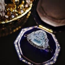 |招財佛公|A貨翡翠冰玻淡藍剛小佛公9mm純銀鍍18k簡約戒指