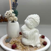 24HR 淨念吉祥小佛(大覺) 永生花圓盤組合 藝術香氛擴香 精油香氛