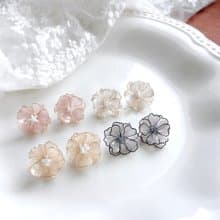 【花手水】 樹脂水晶花耳環