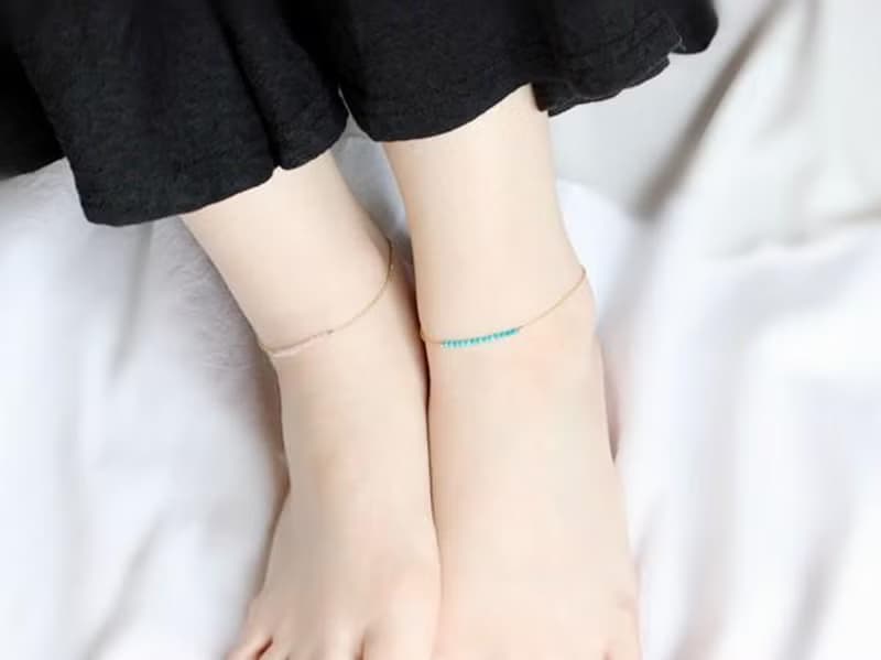 人生の守護石 ターコイズのアンクレット 12月誕生石