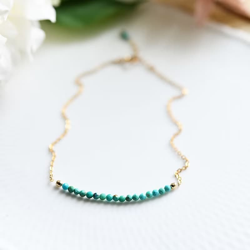 人生の守護石 ターコイズのアンクレット 12月誕生石