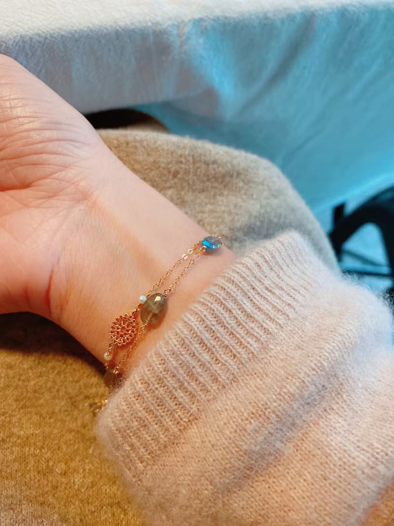 拉長石/灰月光 美國14kgf 手鍊 灰色 藍光 生日 禮物