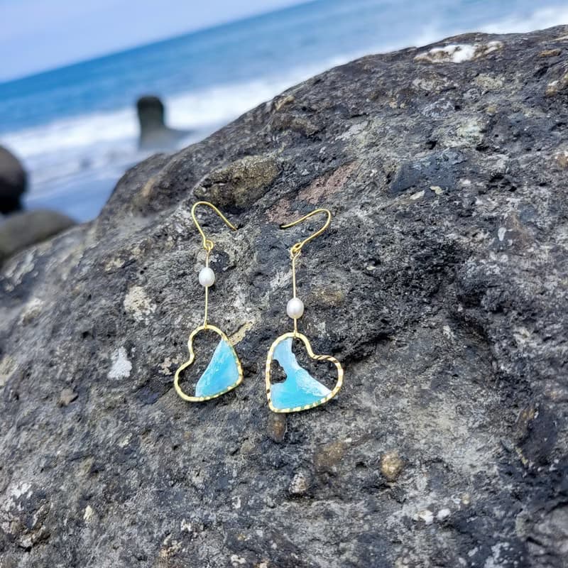 心中海浪 耳環 樹脂 個性 海洋風