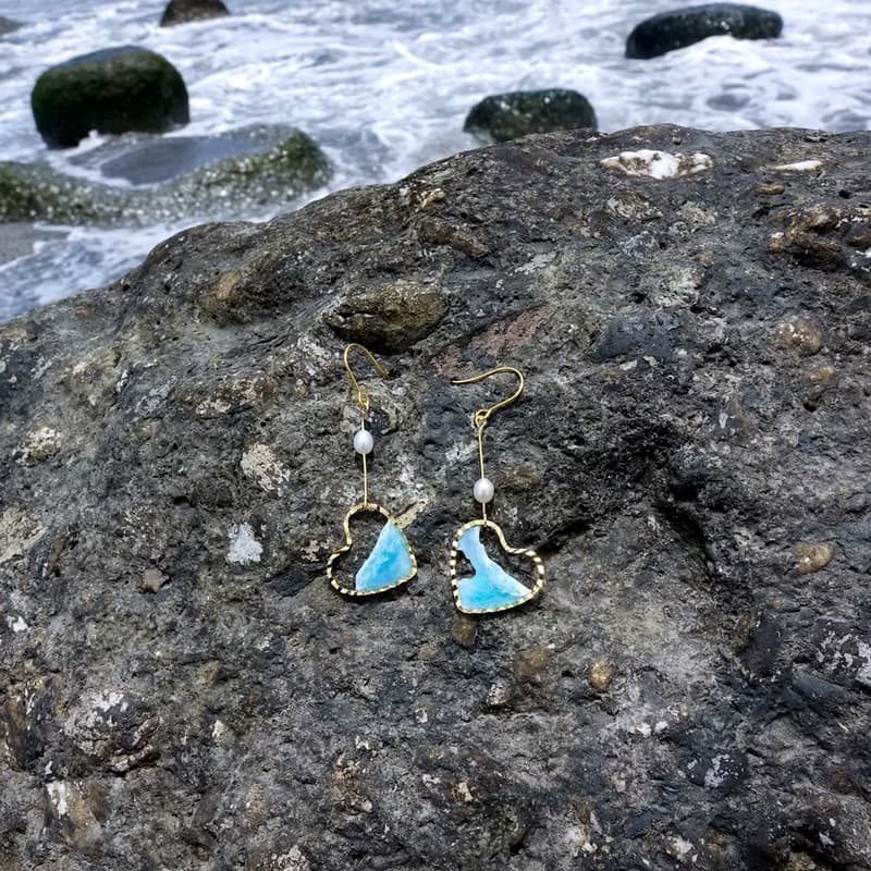 心中海浪 耳環 樹脂 個性 海洋風