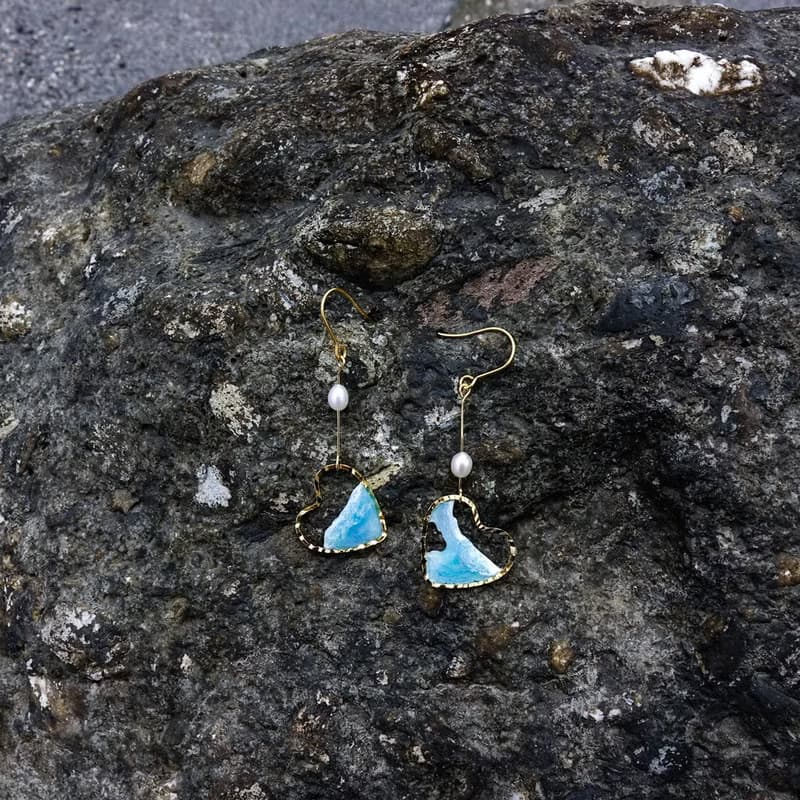 心中海浪 耳環 樹脂 個性 海洋風