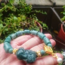 Miss feng天然石藍水翡翠手鍊