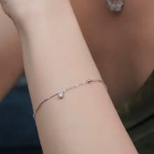 全純銀輕奢拼接單鑽圓珠手鍊