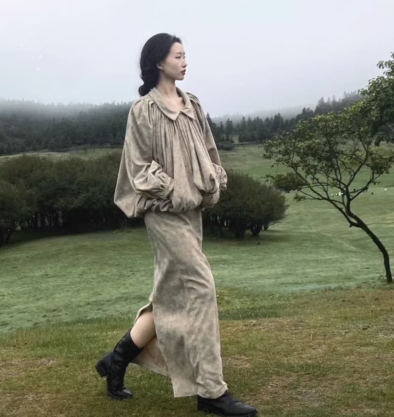 新中式復古 做舊暈染燈芯絨短上衣套裝