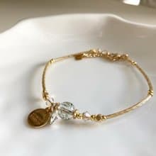 高性價比/個人特色/氣質生日姐妹禮物天然黑金超七手鐲配字母吊飾