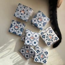 貓咪 花磚磁鐵 | 復古花磚磁鐵 冰箱貼 立體陶瓷花紋