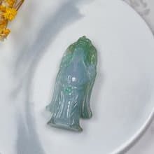 【招財進寶】冰種三彩翡翠財神爺項鍊 | 天然緬甸A貨翡翠 | 送禮