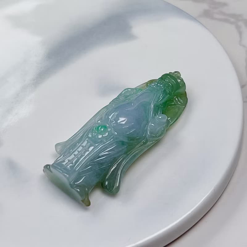 【招財進寶】冰種三彩翡翠財神爺項鍊 | 天然緬甸A貨翡翠 | 送禮