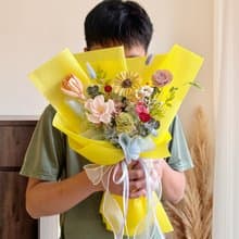 快樂多巴胺 黃色系乾燥花束 畢業花束