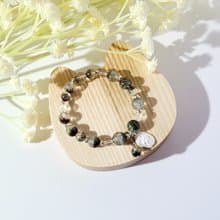 清新氣質 - 天然聚寶盆綠幽靈/白水晶手鍊