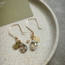 墨雨 茶水晶耳環 14K Gold-Filled