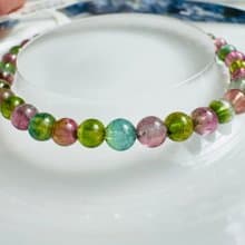 高單彩稀有色西瓜碧璽4.4-4.7mm6g帕萊依巴藍旺夫石電氣石高頻磁