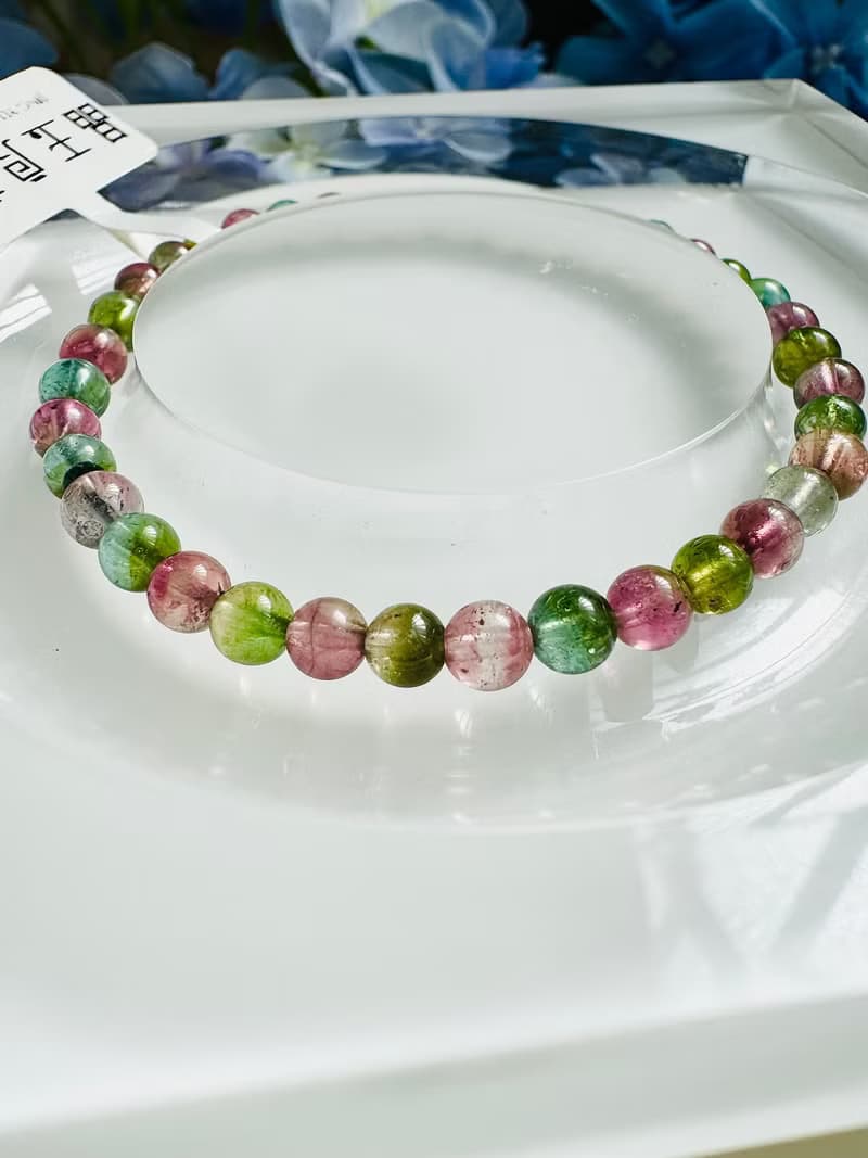 高單彩稀有色西瓜碧璽4.4-4.7mm6g帕萊依巴藍旺夫石電氣石高頻磁