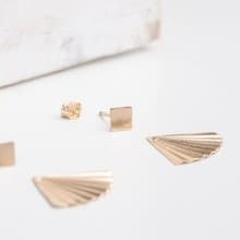 Zoaje CHINA 耳環 14k注金包金 多種戴法 組合耳飾 手工 扇子元素