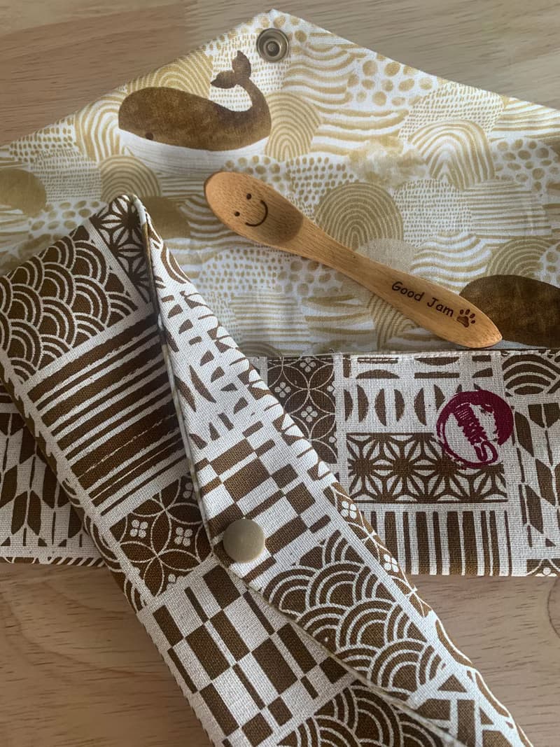 文青風環保純棉筷袋 祈福夏祭 卡其黃 日本 潮物 收納 手作餐具袋