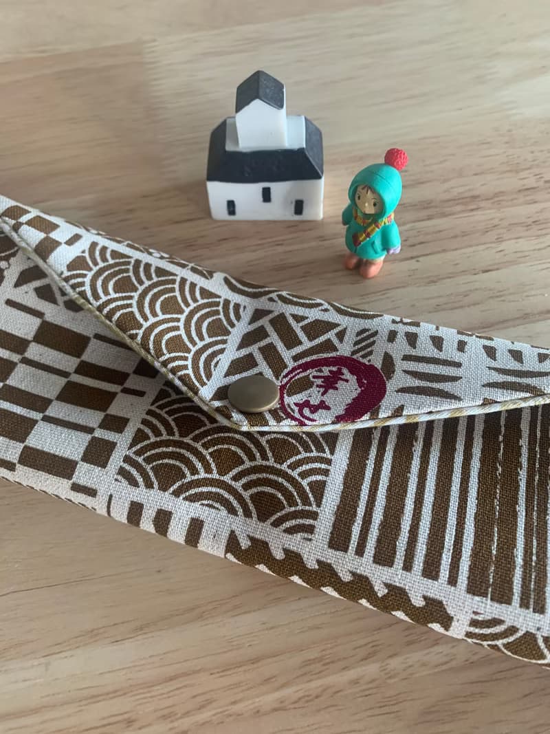 文青風環保純棉筷袋 祈福夏祭 卡其黃 日本 潮物 收納 手作餐具袋