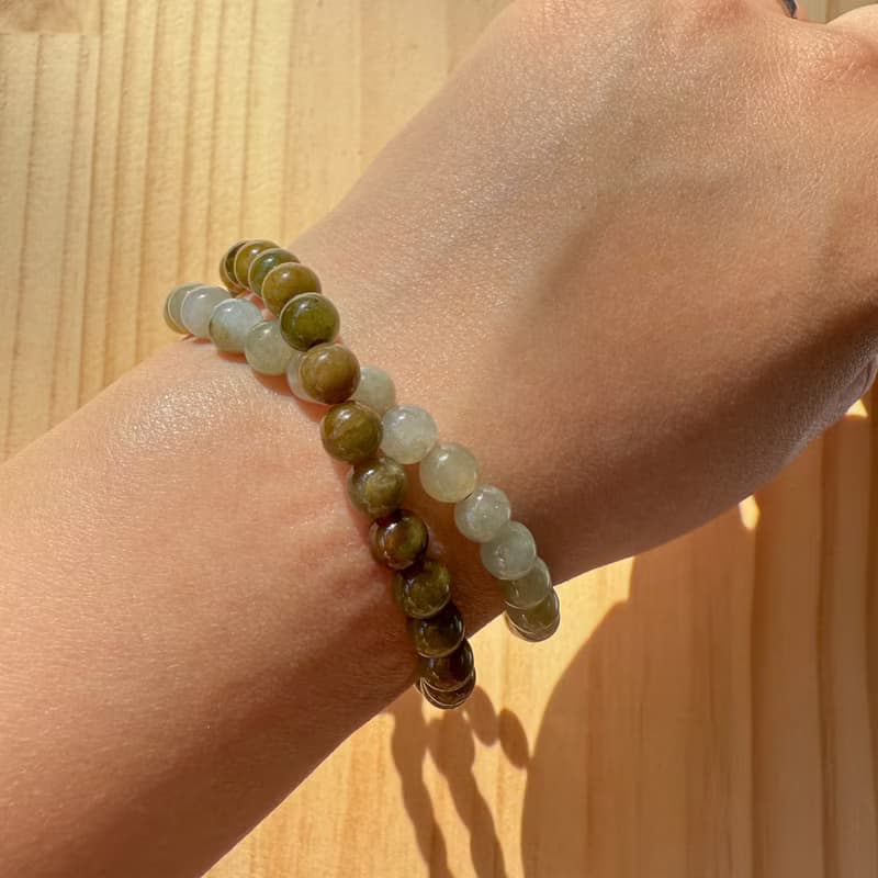 Handmade Jade Bracelet - Autumn Rose & Maple Leaf Semi-Bangle Bracelet