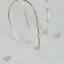 天然正圓淡水珍珠耳環 注金耳環 14Kgf Four Dews earrings