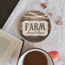 入厝禮物Farm Sweet Farm | 美式農莊鄉村風杯墊 | 木紋麻布